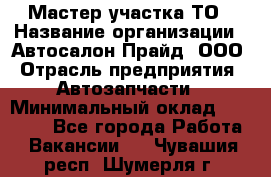 Мастер участка ТО › Название организации ­ Автосалон Прайд, ООО › Отрасль предприятия ­ Автозапчасти › Минимальный оклад ­ 20 000 - Все города Работа » Вакансии   . Чувашия респ.,Шумерля г.